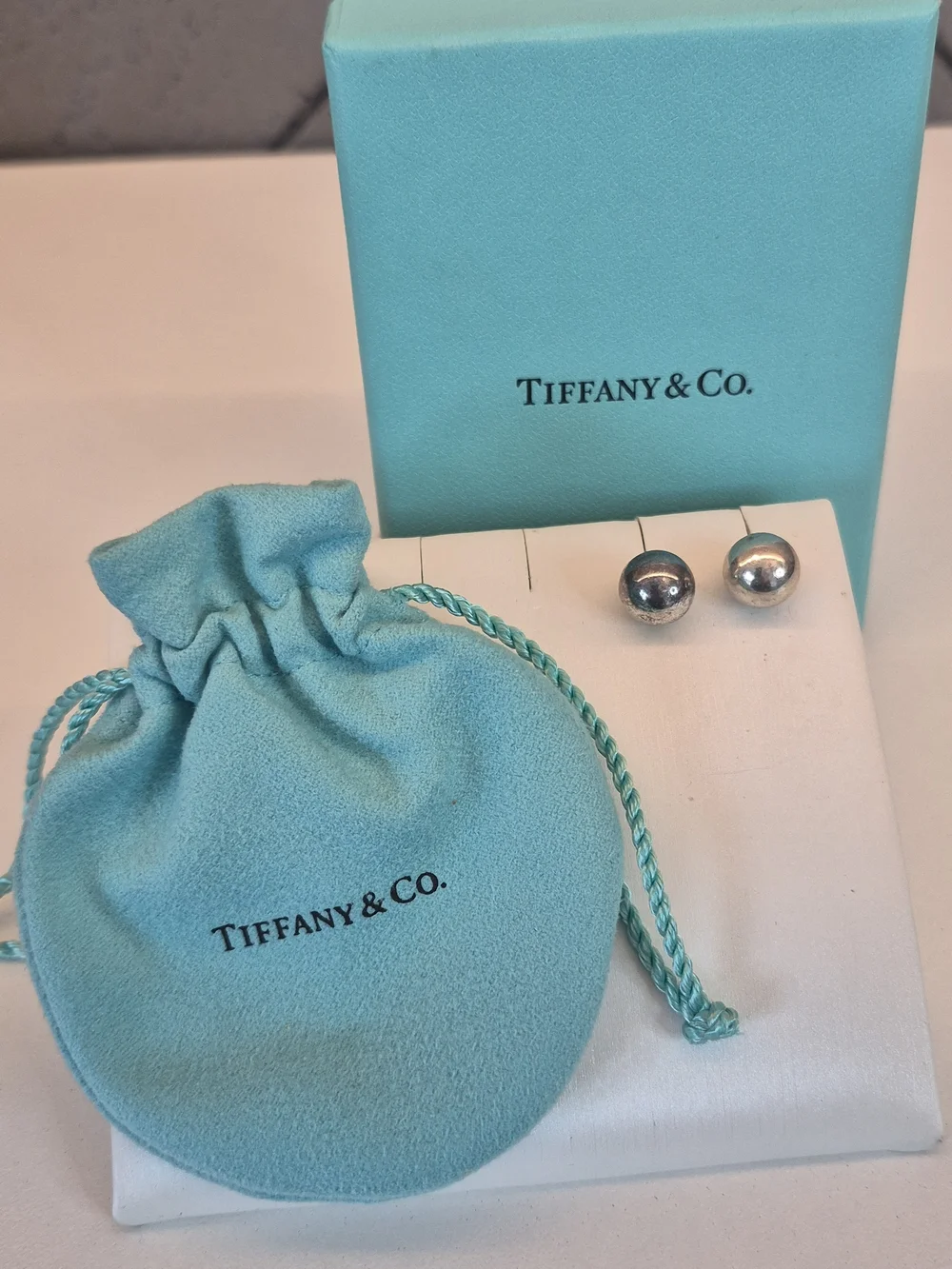 Tiffany & Co. Sterling Silver 10mm Bead Ball Hardwear Stud Earrings